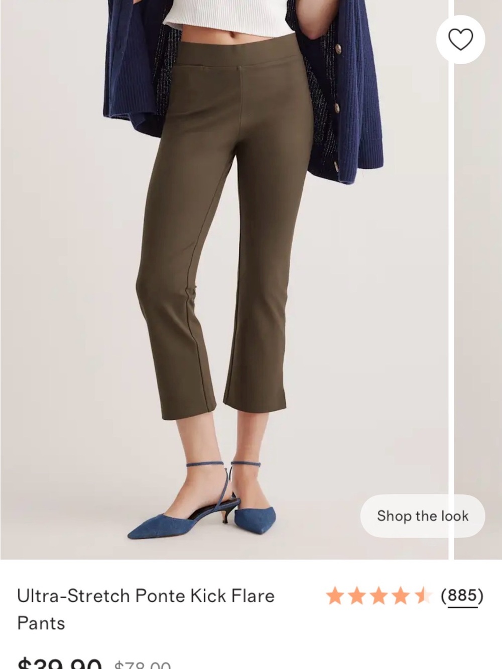 Ultra-Stretch Ponte Kick Flare Pants — Olive